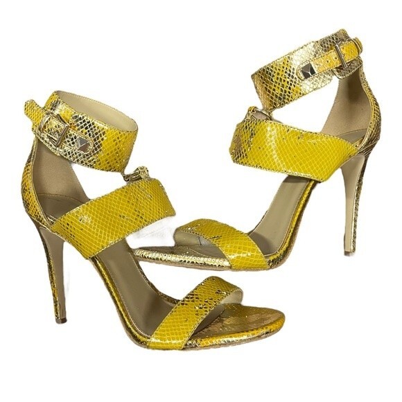 MICHAEL MICHAEL KORS Women's Gold Amos Ankle Cuff Stiletto Sandals SZ 10 - Picture 7 of 9